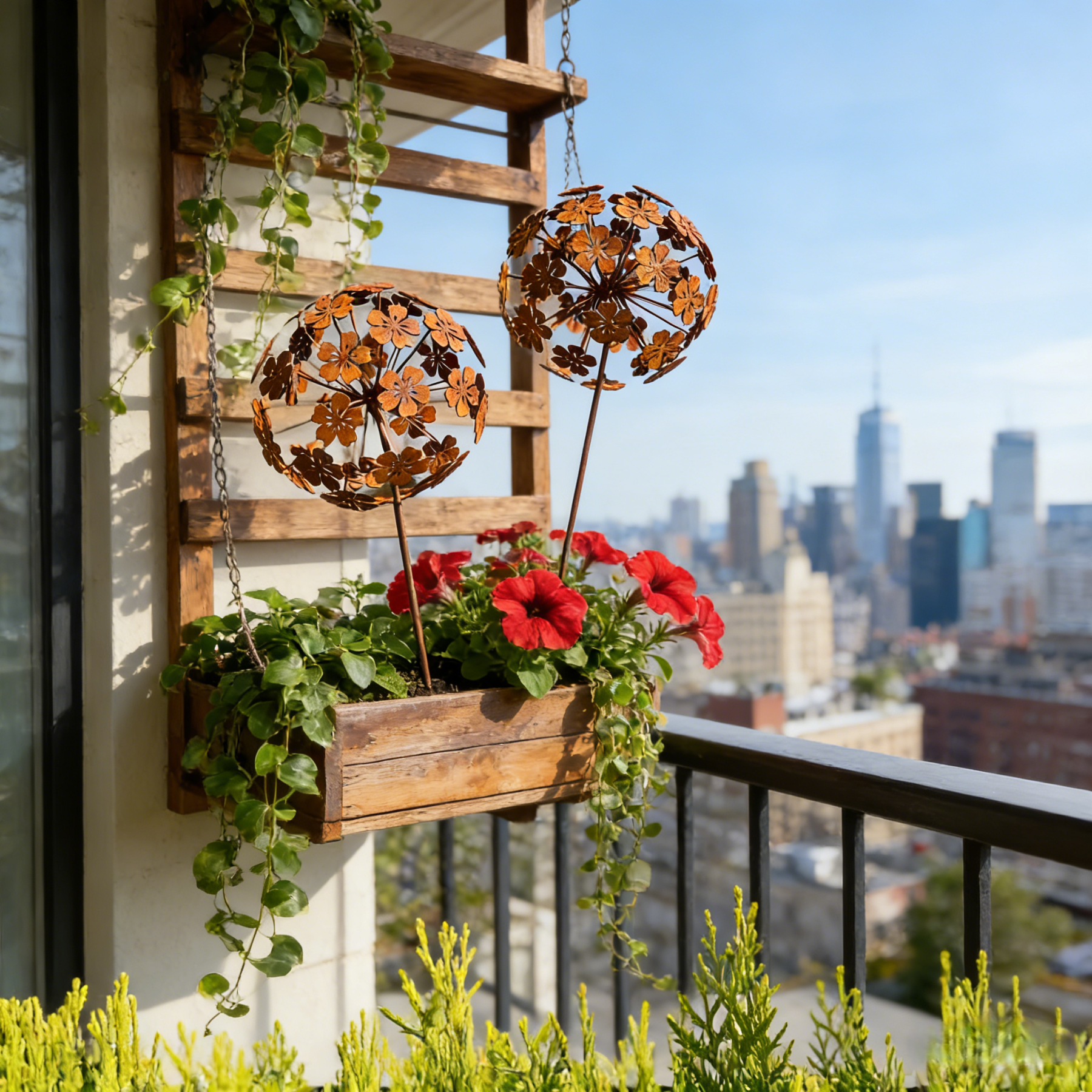 Vintage Iron Sphere Dandelion Garden Sculptures