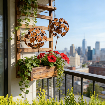 Vintage Iron Sphere Dandelion Garden Sculptures