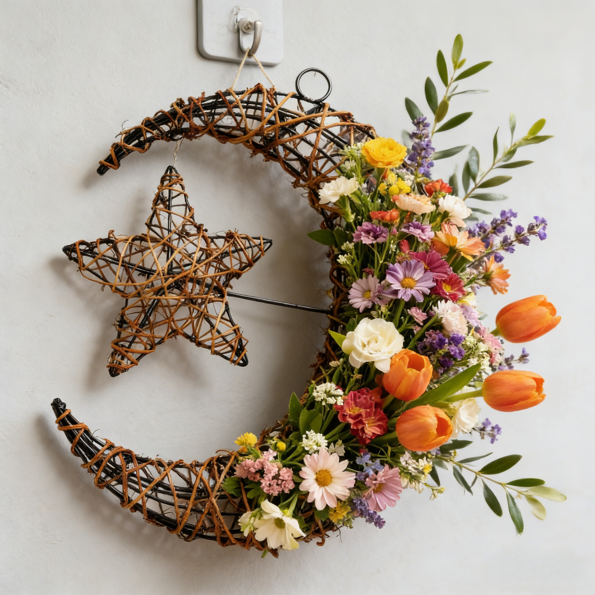 Purely Handmade Rattan Ramadan DIY Crescent Moon Pendant