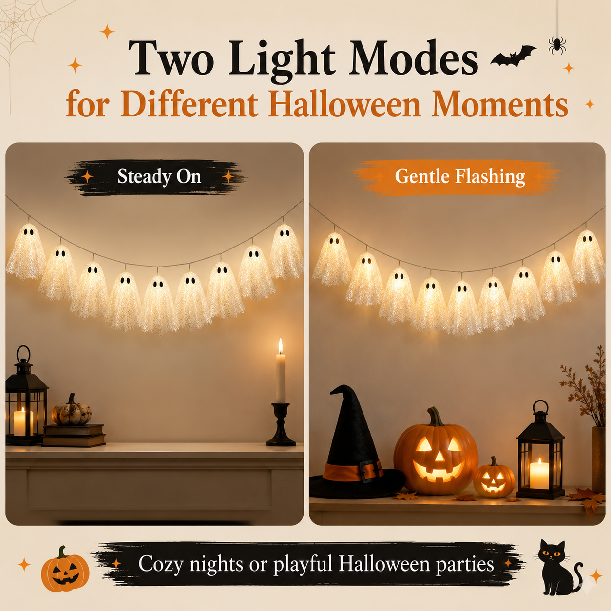 Lighted Lace Ghost Garland