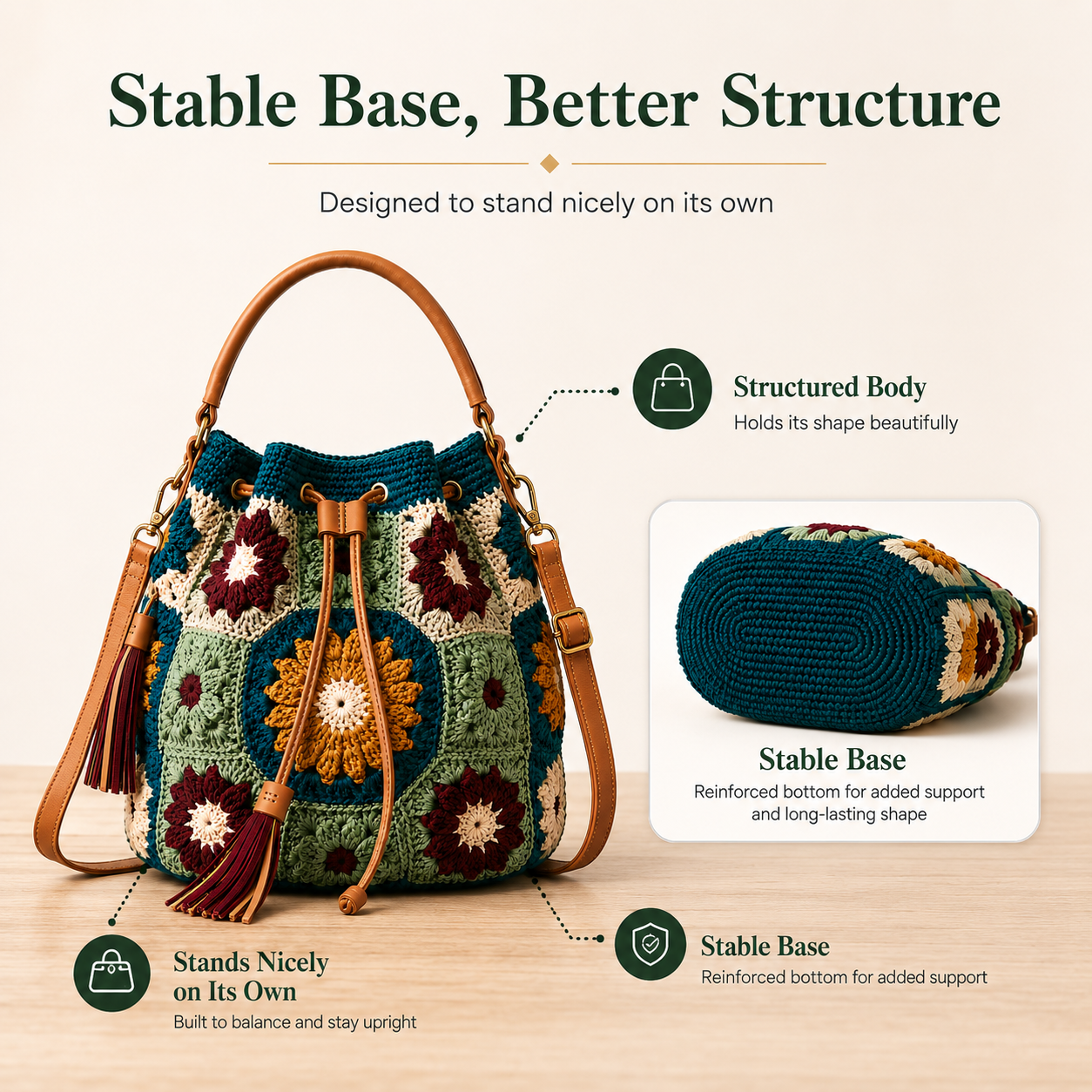 Vintage Crochet Convertible Bucket Bag