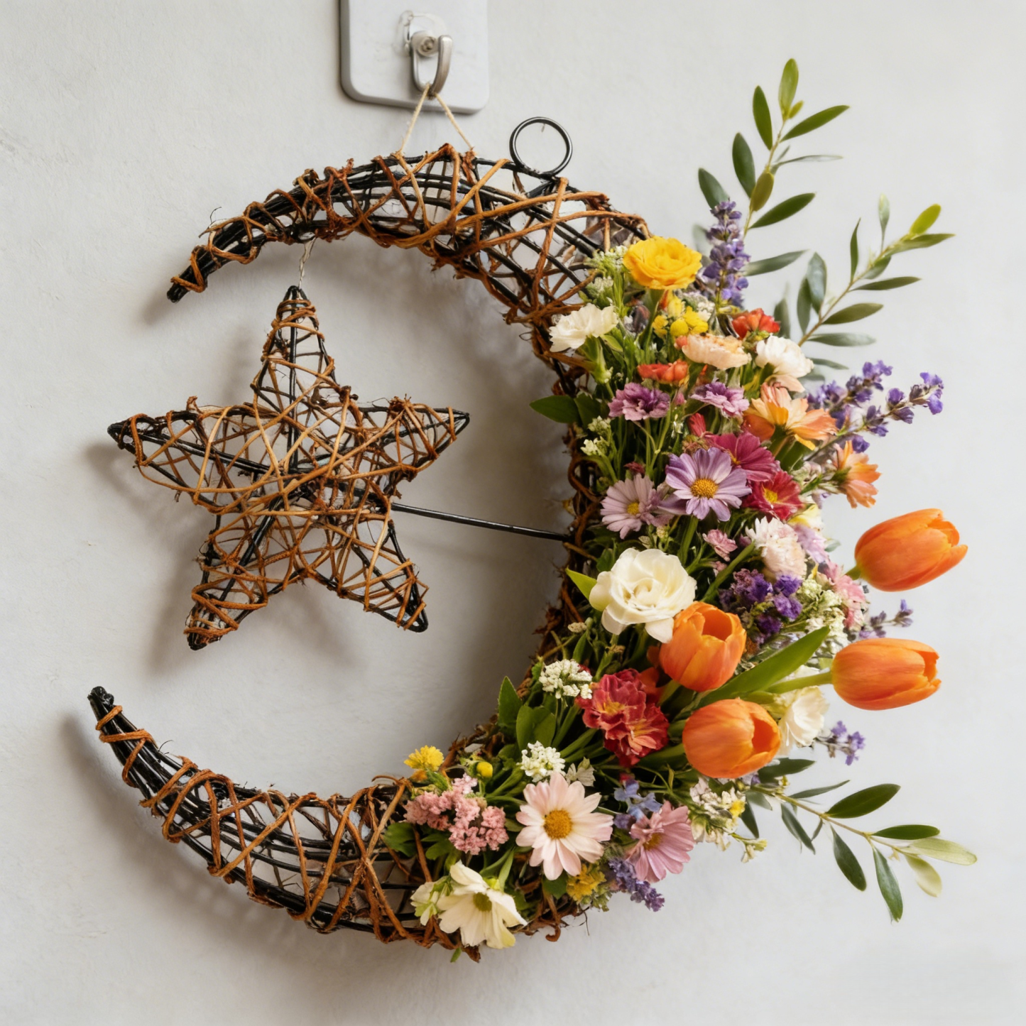 Purely Handmade Rattan Ramadan DIY Crescent Moon Pendant