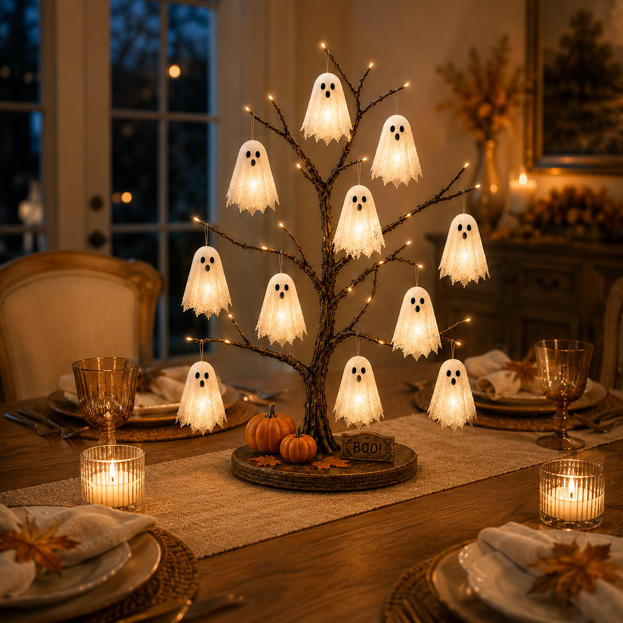 Glowing Ghost Tree Halloween Tabletop Decor