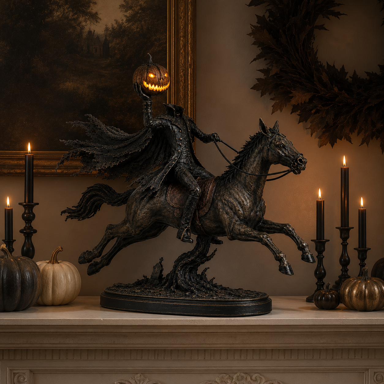 Lighted Headless Horseman Statue