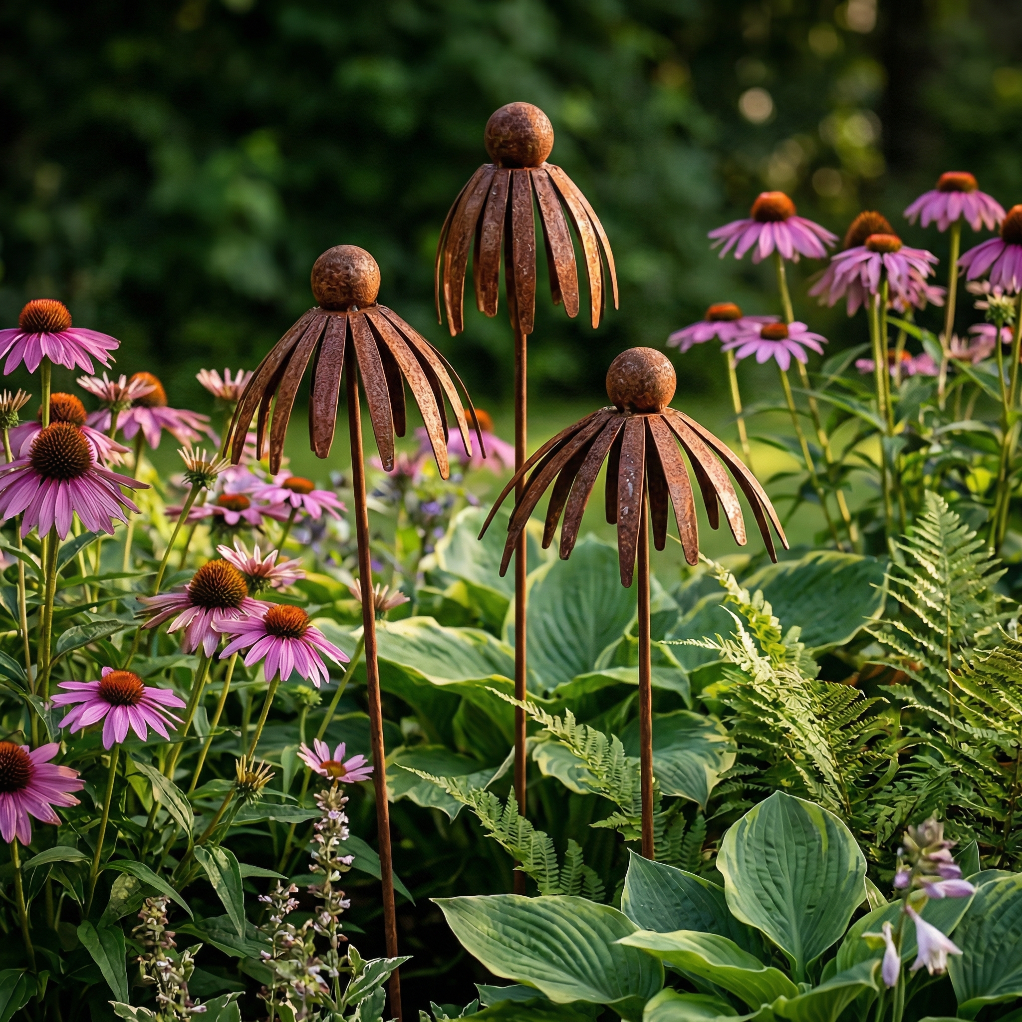 Rustic Brown Iron Garden Stakes