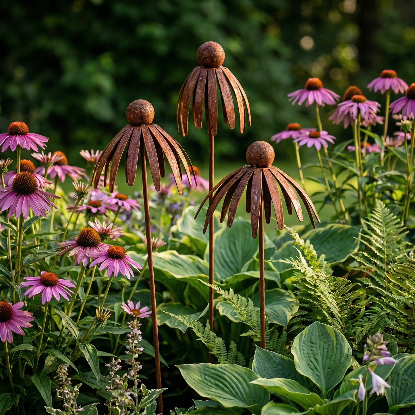 Rustic Brown Iron Garden Stakes