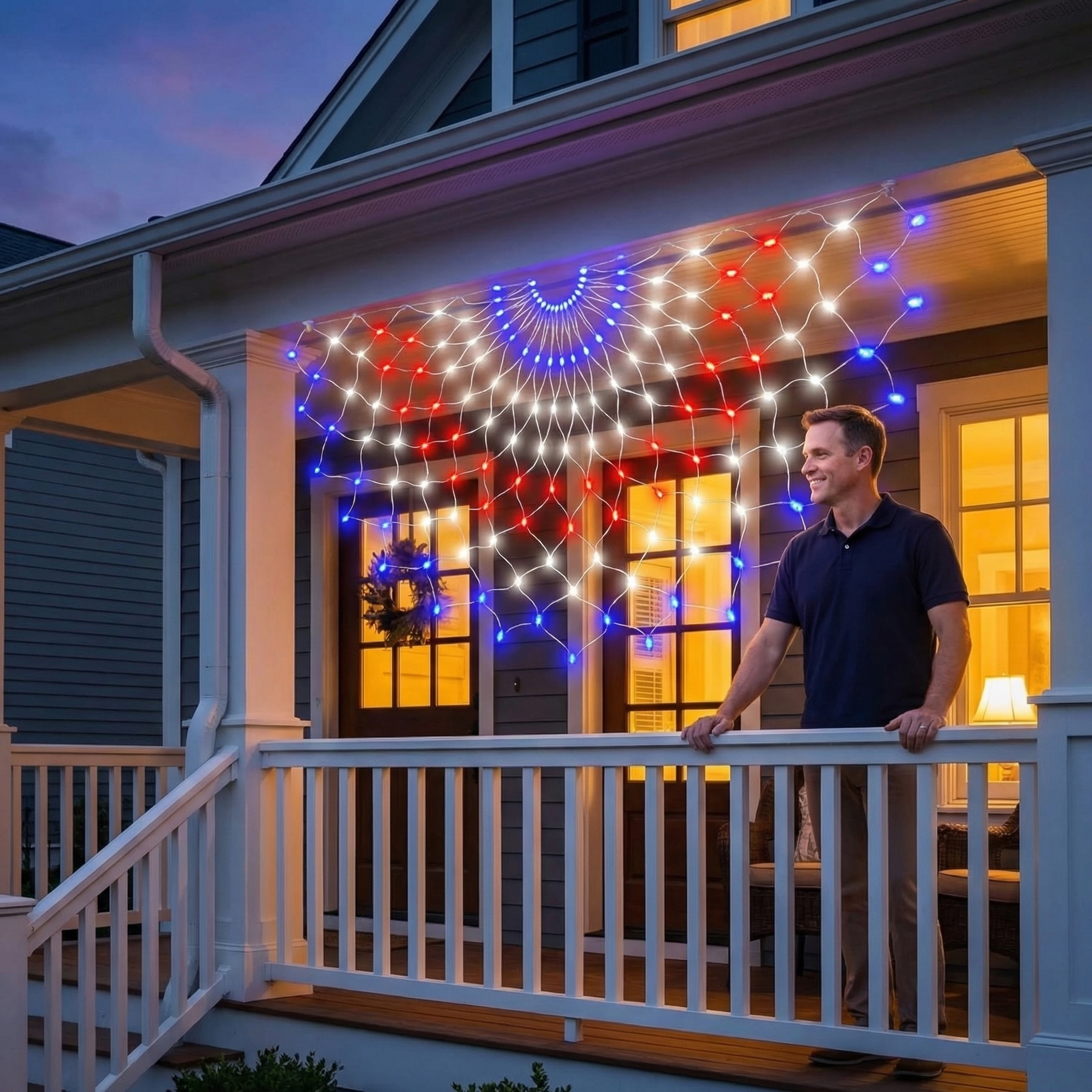 Super Bright USA Half Fan Flag String Lights
