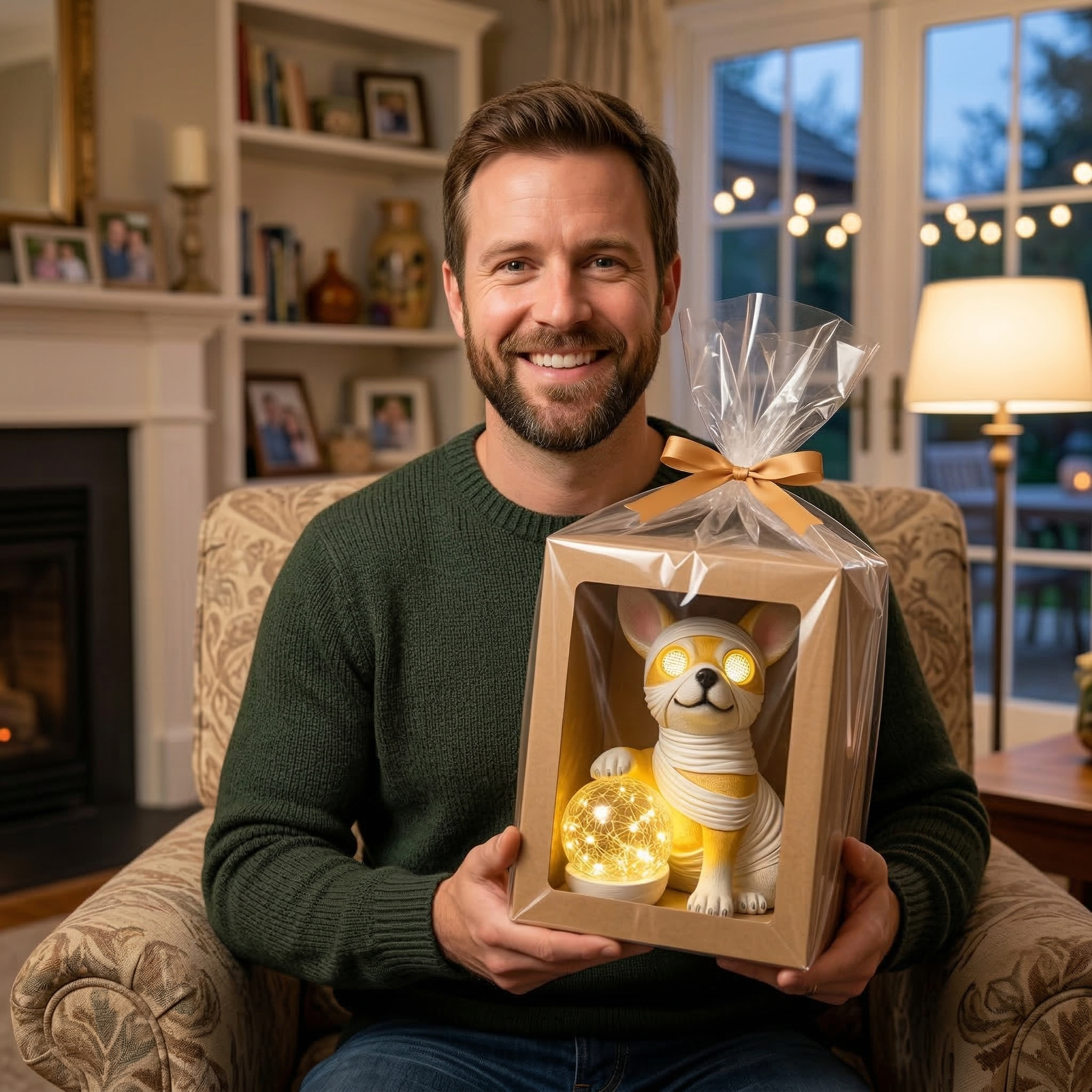 Solar Dog Statue with LED Light Ball