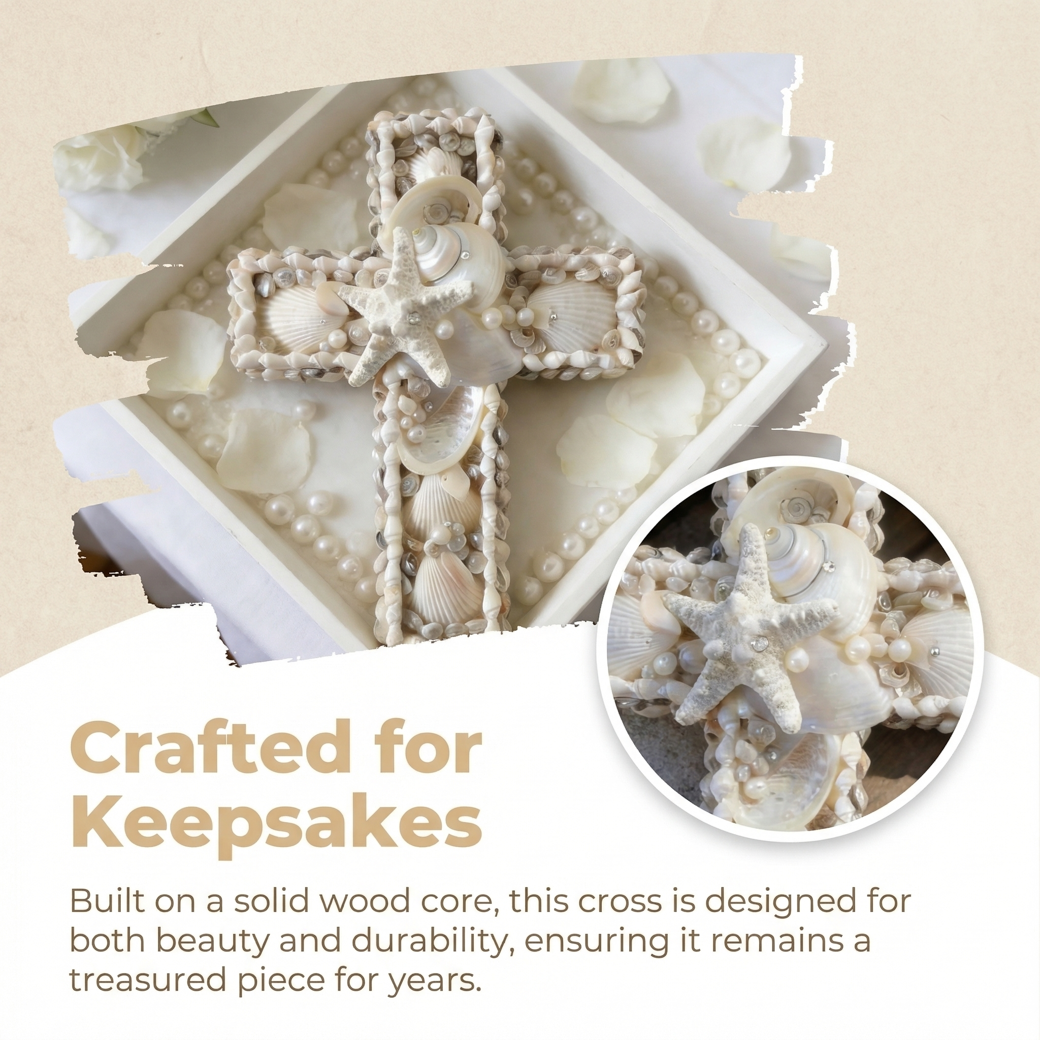 Handcrafted Coastal Seashell Cross