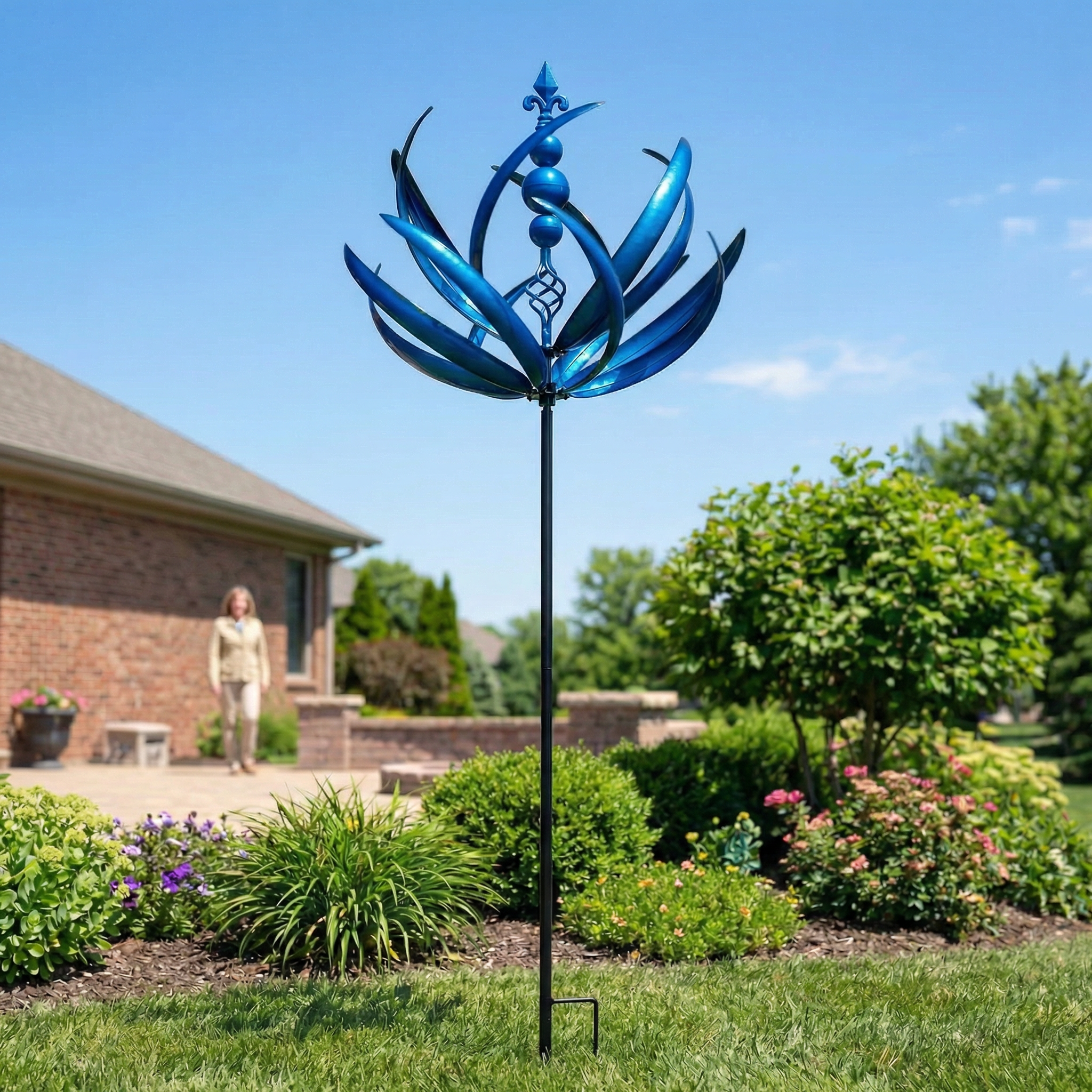 Extra Large Outdoor Metal Wind Sculptures Spinners with Stake