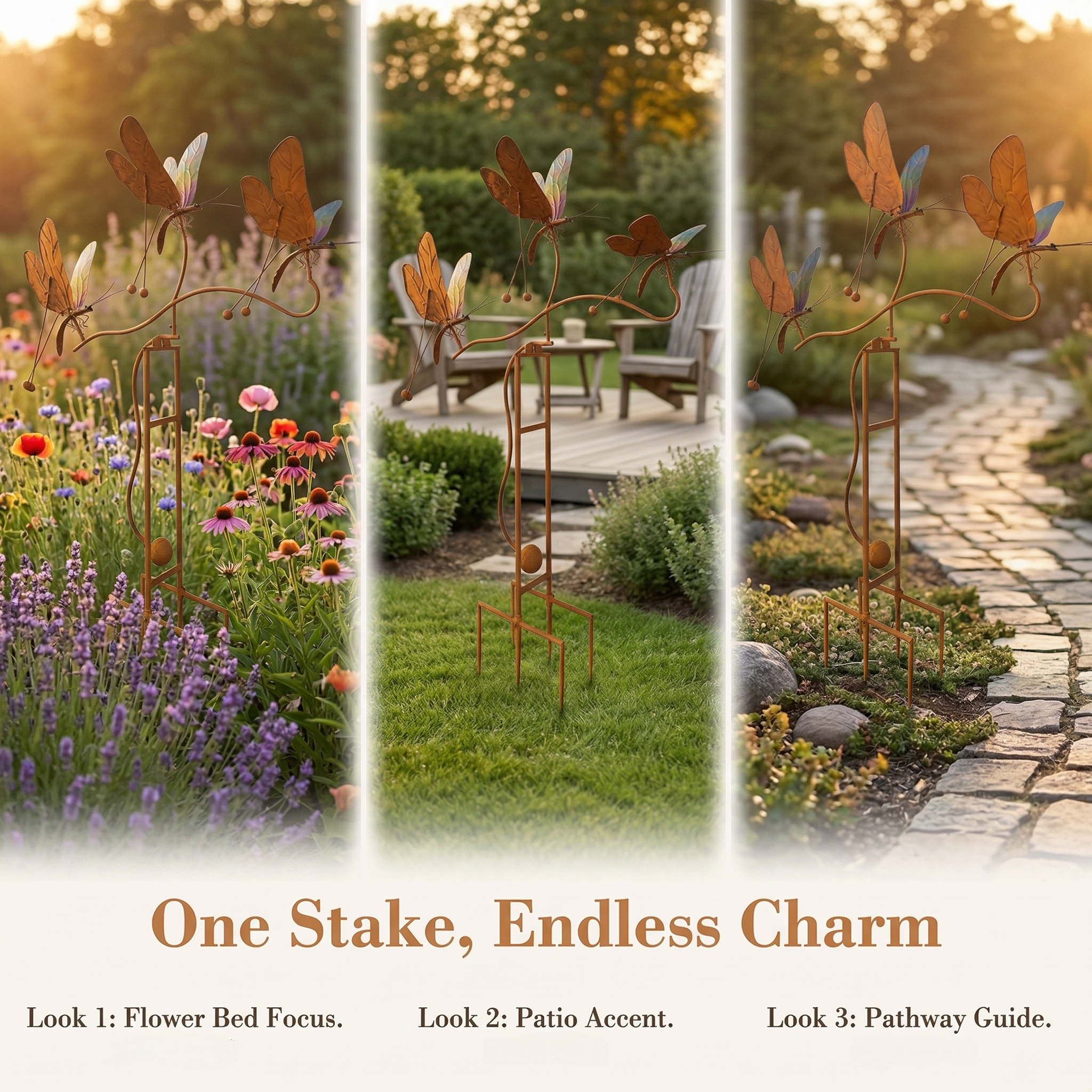 Rustic Dragonfly Kinetic Garden Stake