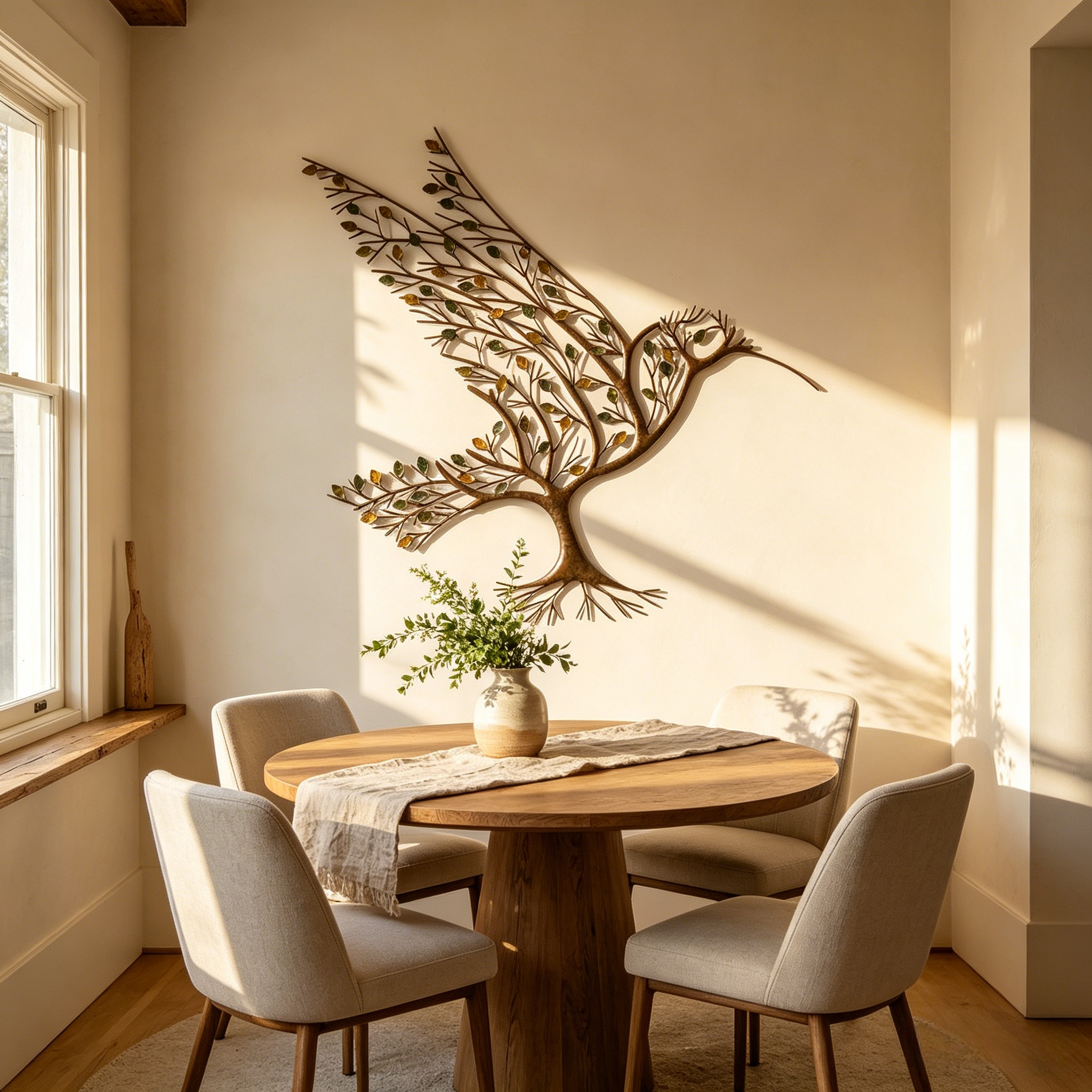 Metal Hummingbird & Branch Wall Art