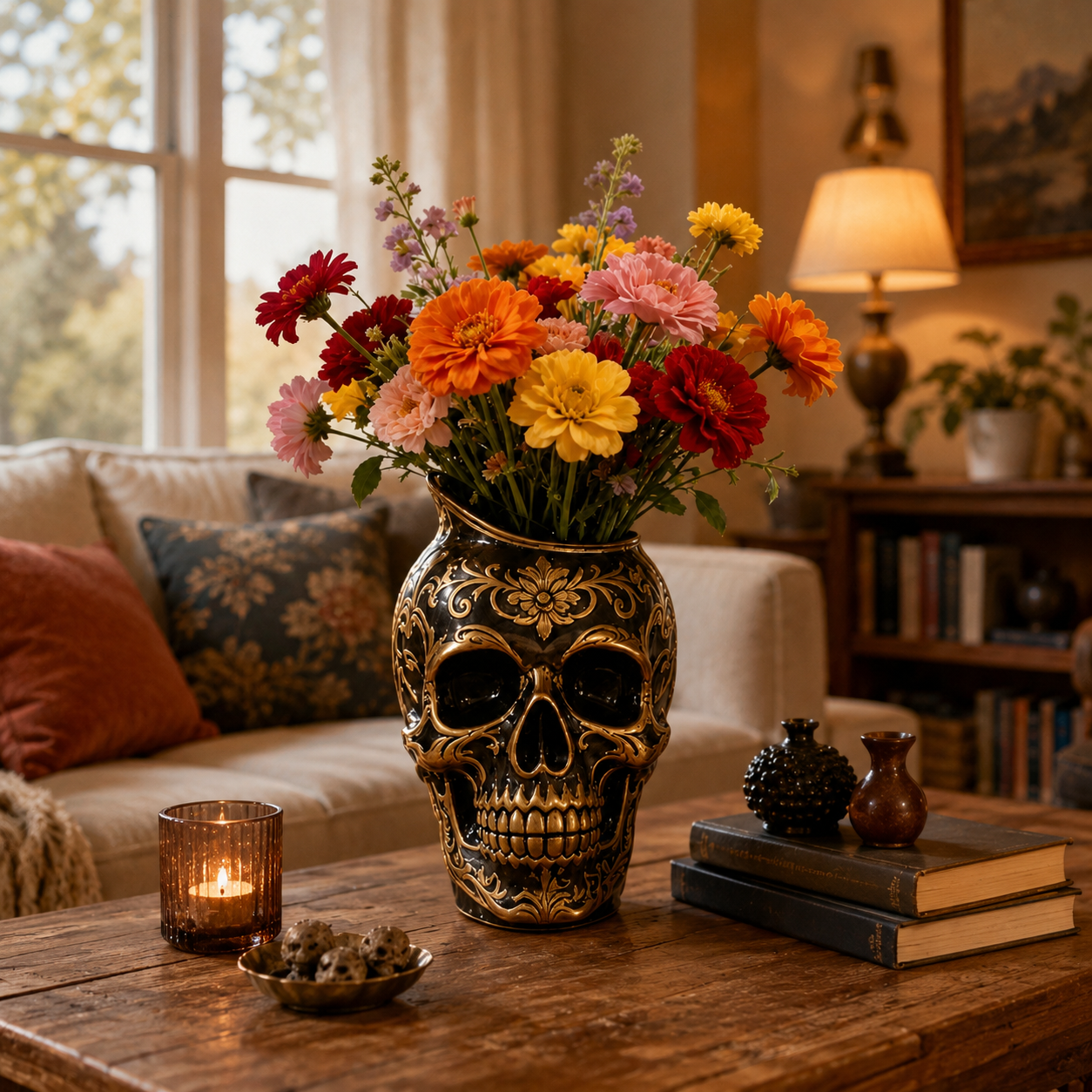 Gothic Skull Flower Vase