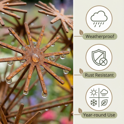 Vintage Iron Sphere Dandelion Garden Sculptures