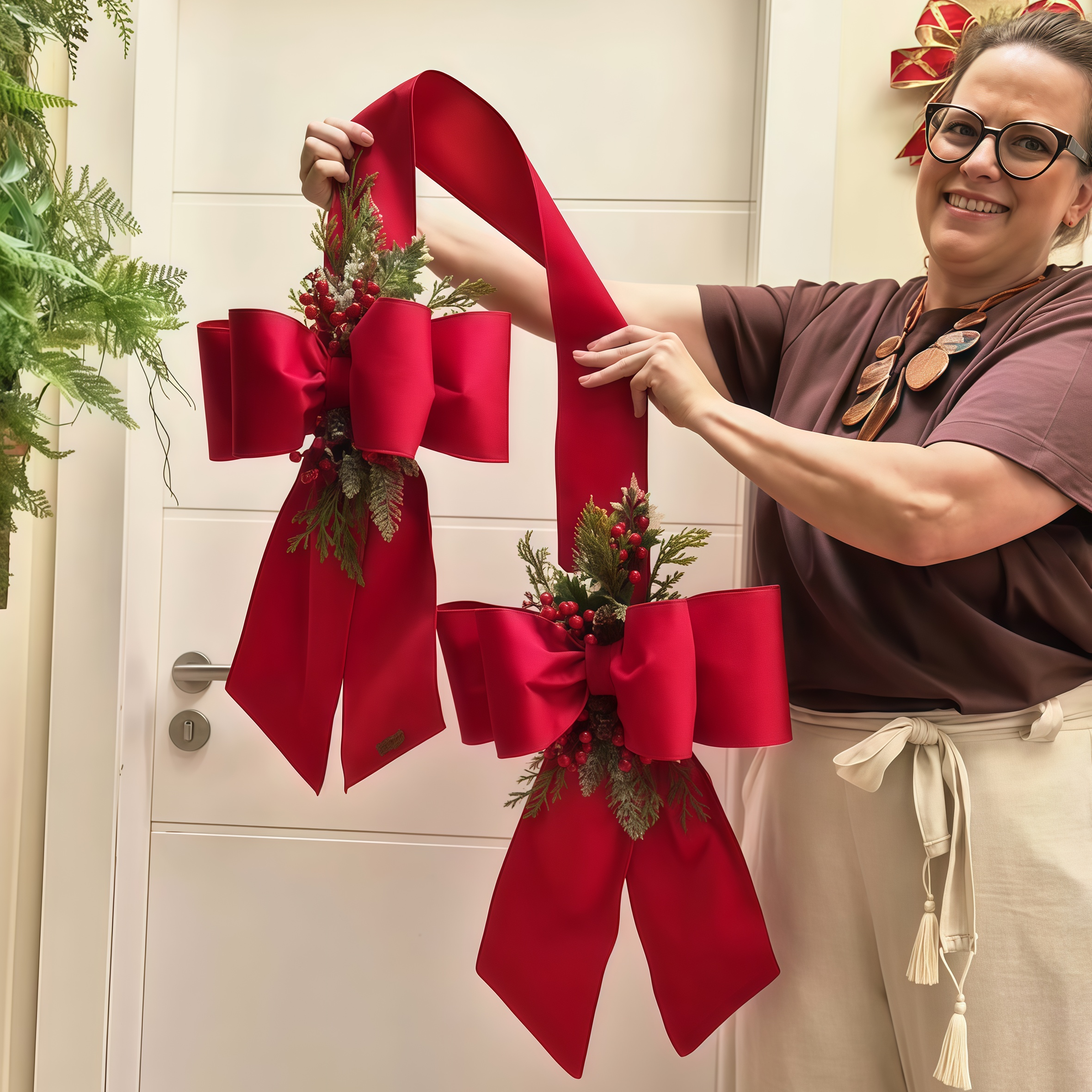 🎄Early Christmas Sale🎄Christmas Velvet Ribbon Red Large Bow Door Hanger