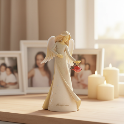 Always Near Guardian Angel with Cardinal Figurine