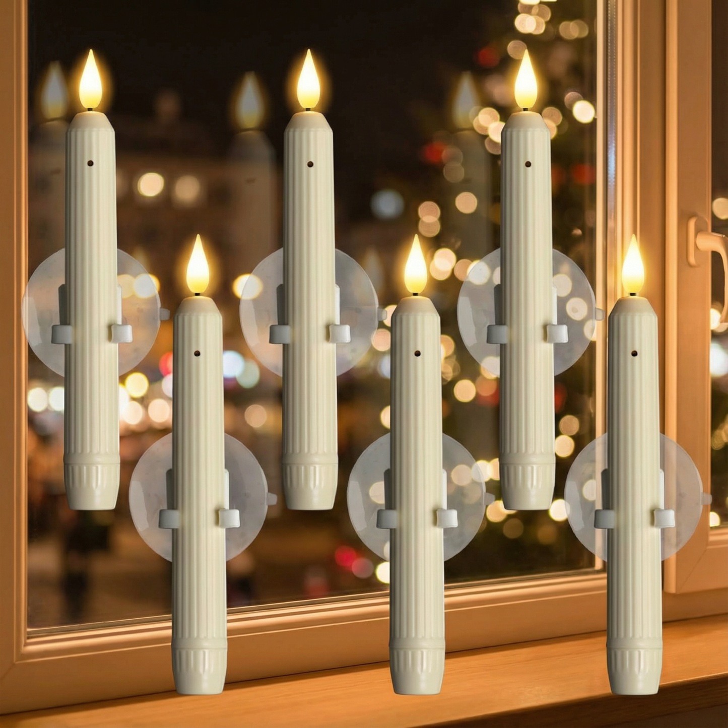 Flameless Led Taper Window Candles with Sensor Dusk to Dawn