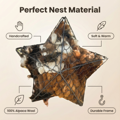 Handmade Alpaca Fiber Bird Nesting Star: Nature-Inspired Yard Art