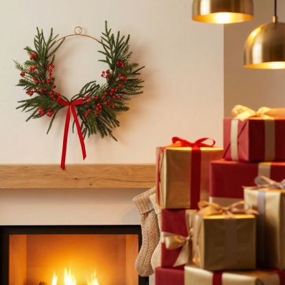 12in Asymmetrical Mixed Christmas Wreath