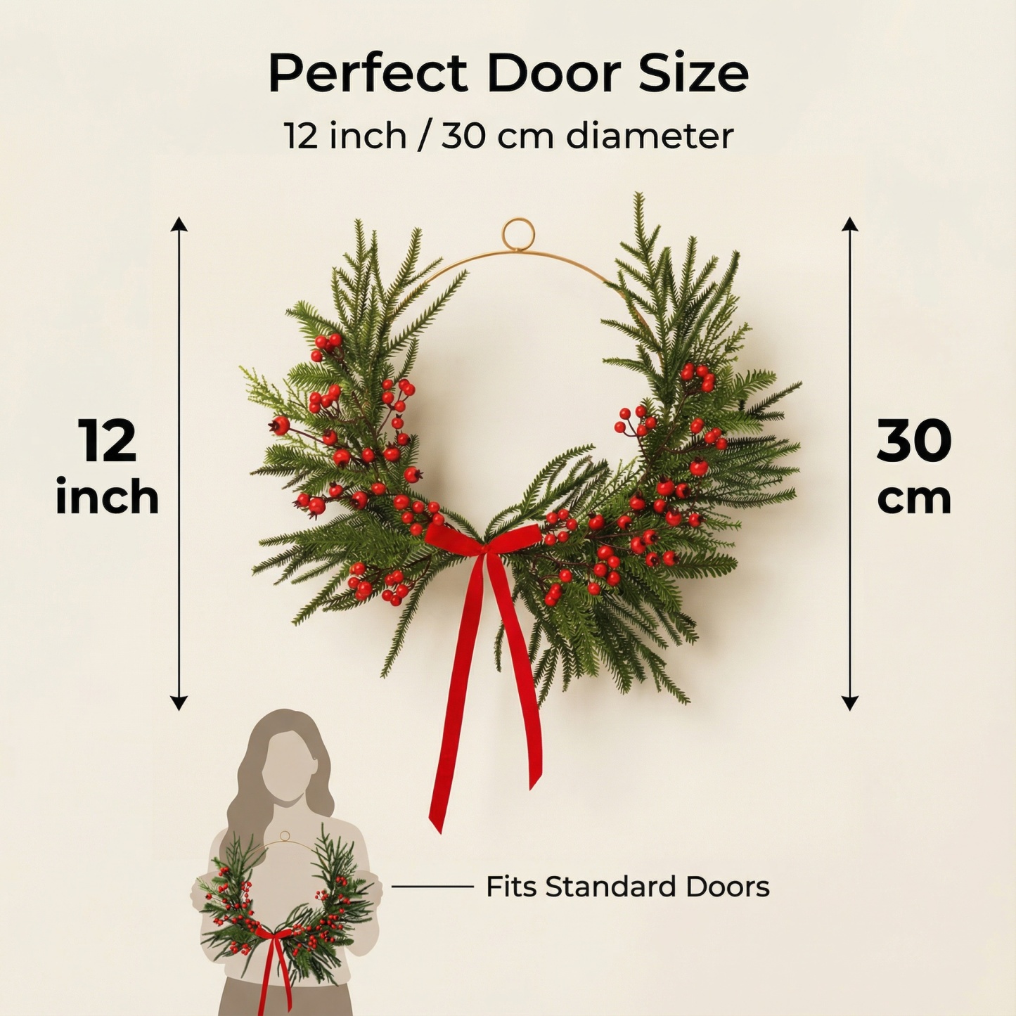 12in Asymmetrical Mixed Christmas Wreath