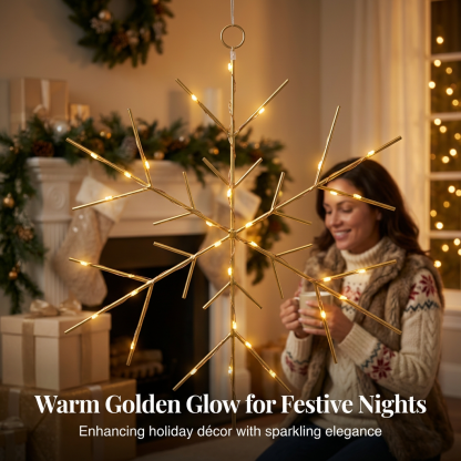 Christmas LED Gold Snowflake Novelty Sculpture with Warm White Twinkle Lights