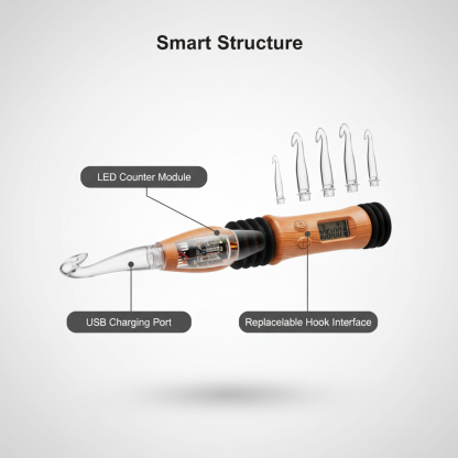 Vintage Counting Crochet Hook Set with Light & Counter - Ergonomic for Arthritic Hands