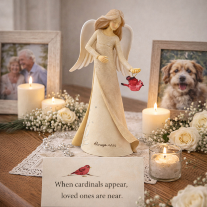 Always Near Guardian Angel with Cardinal Figurine