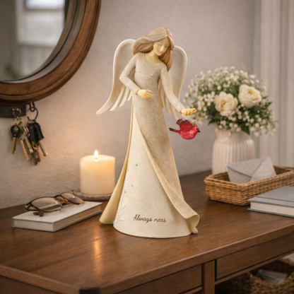 Always Near Guardian Angel with Cardinal Figurine