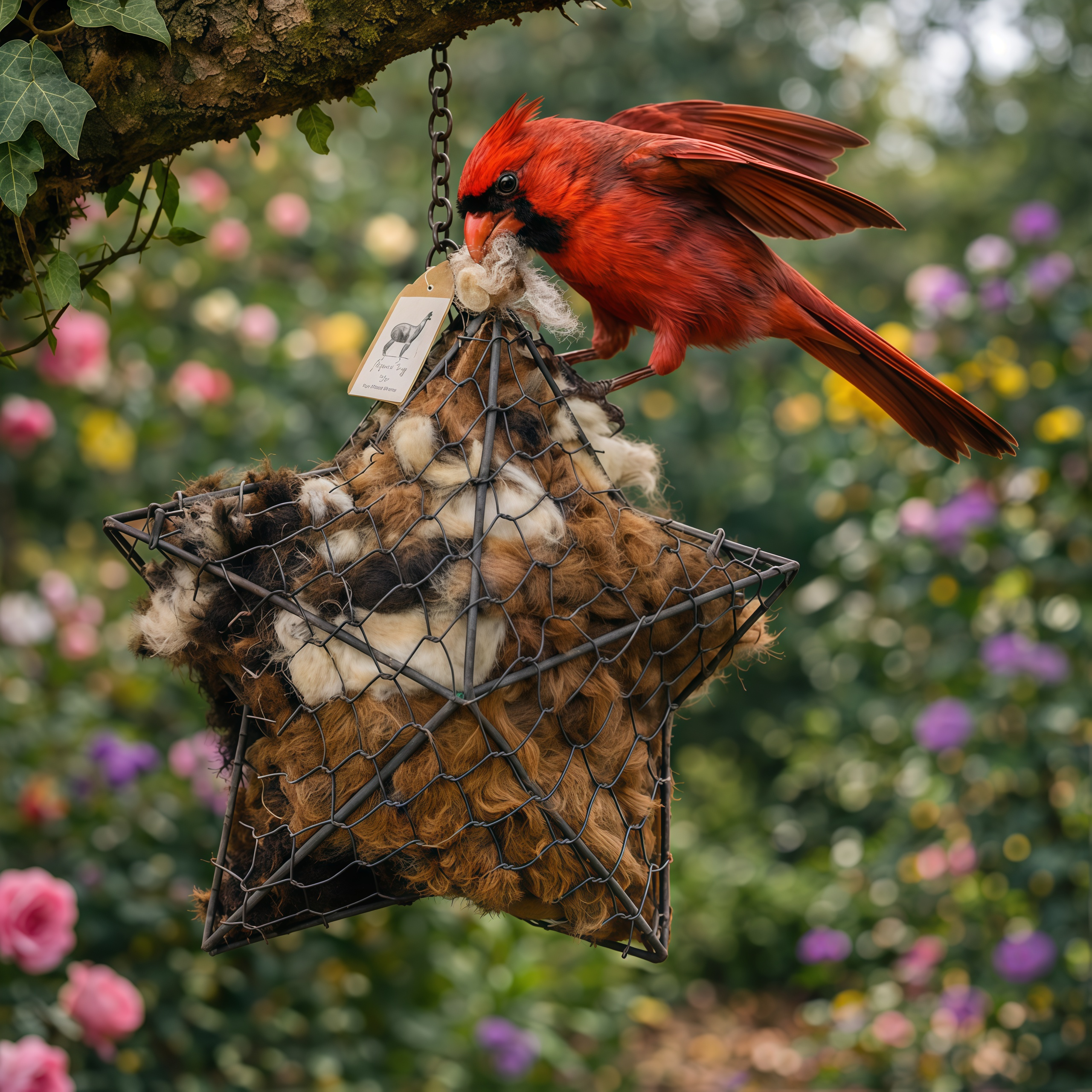 Handmade Alpaca Fiber Bird Nesting Star: Nature-Inspired Yard Art