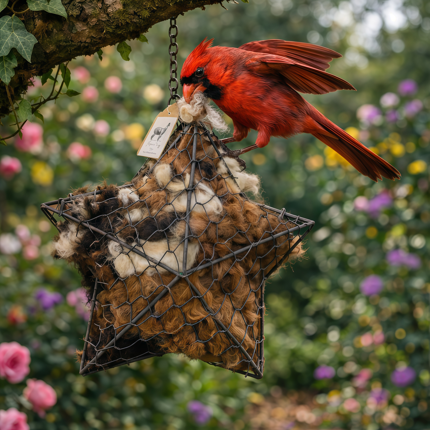 Handmade Alpaca Fiber Bird Nesting Star: Nature-Inspired Yard Art