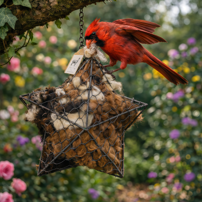 Handmade Alpaca Fiber Bird Nesting Star: Nature-Inspired Yard Art