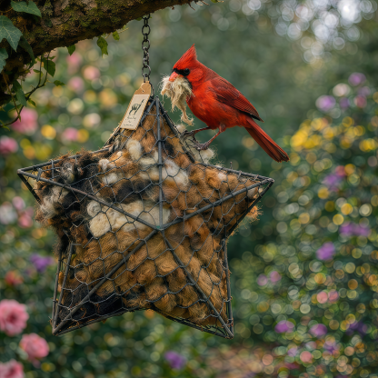 Handmade Alpaca Fiber Bird Nesting Star: Nature-Inspired Yard Art