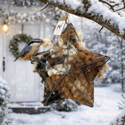 Handmade Alpaca Fiber Bird Nesting Star: Nature-Inspired Yard Art
