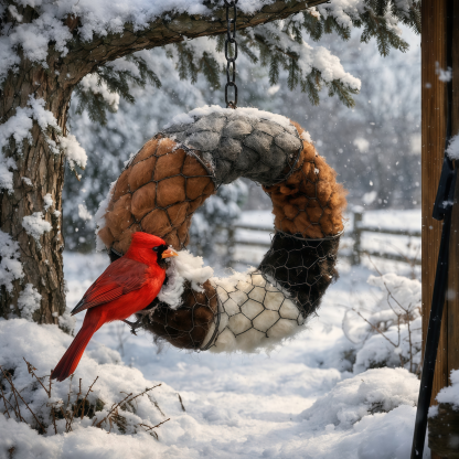Handmade Alpaca Fiber Bird Nesting Star: Nature-Inspired Yard Art