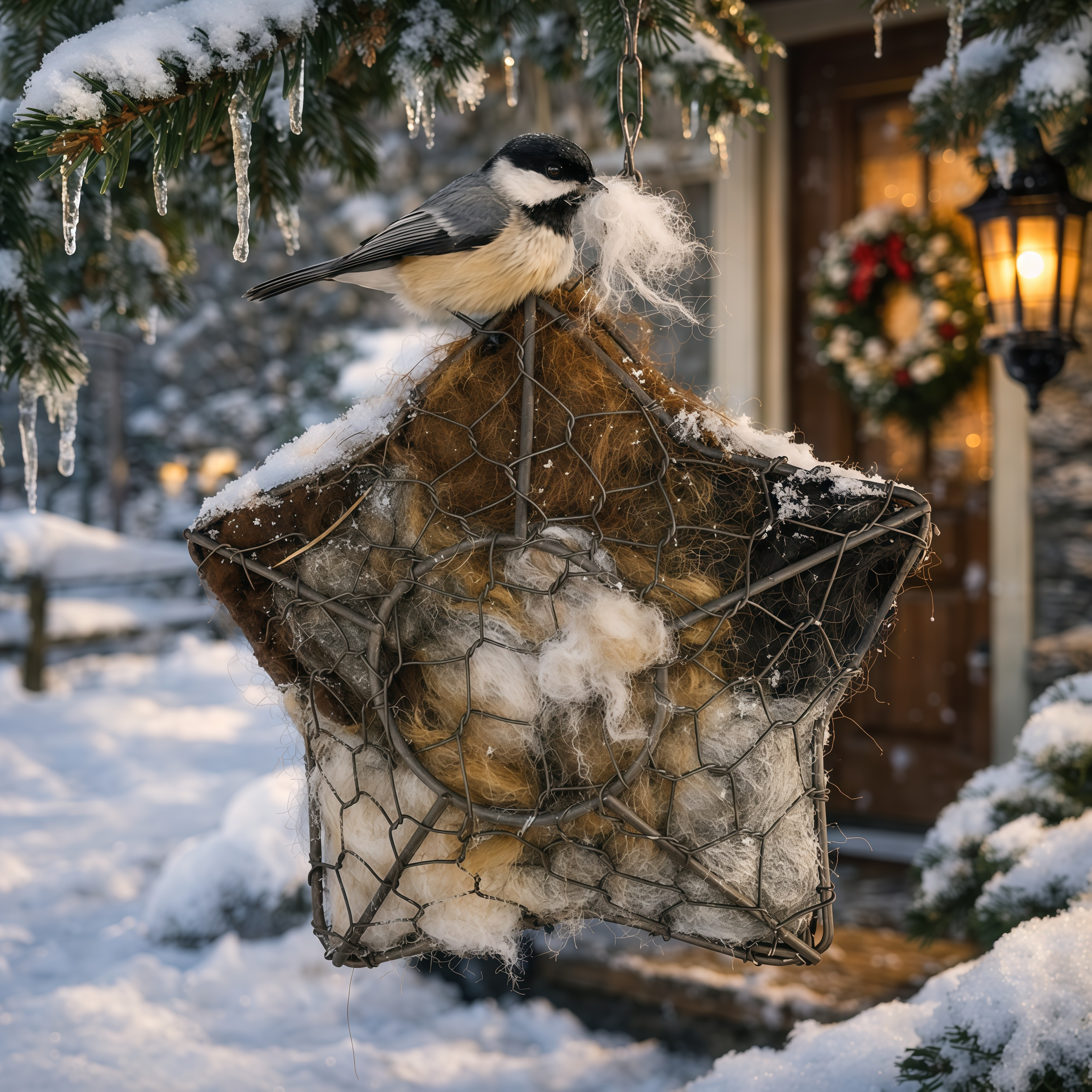 Handmade Alpaca Fiber Bird Nesting Star: Nature-Inspired Yard Art
