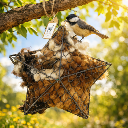 Handmade Alpaca Fiber Bird Nesting Star: Nature-Inspired Yard Art