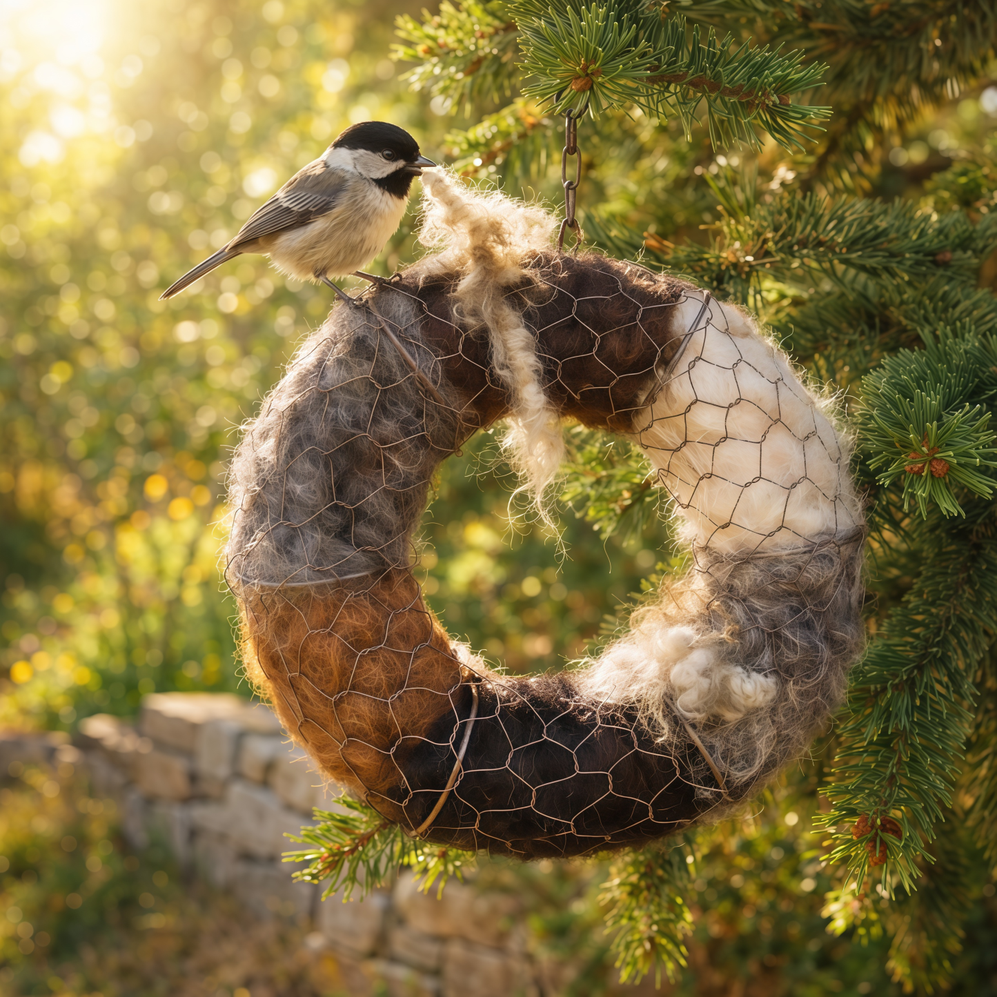 Handmade Alpaca Fiber Bird Nesting Star: Nature-Inspired Yard Art