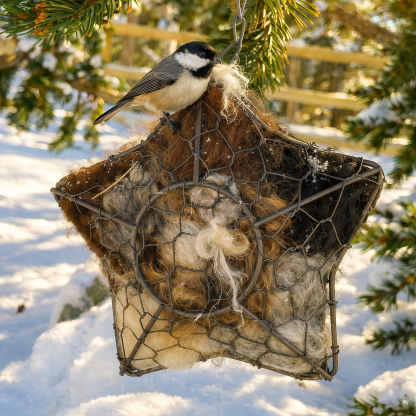 Handmade Alpaca Fiber Bird Nesting Star: Nature-Inspired Yard Art