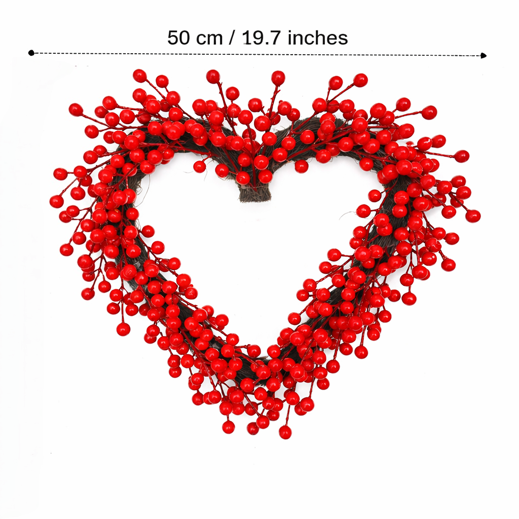 Red Berries Heart-Shaped Wreath