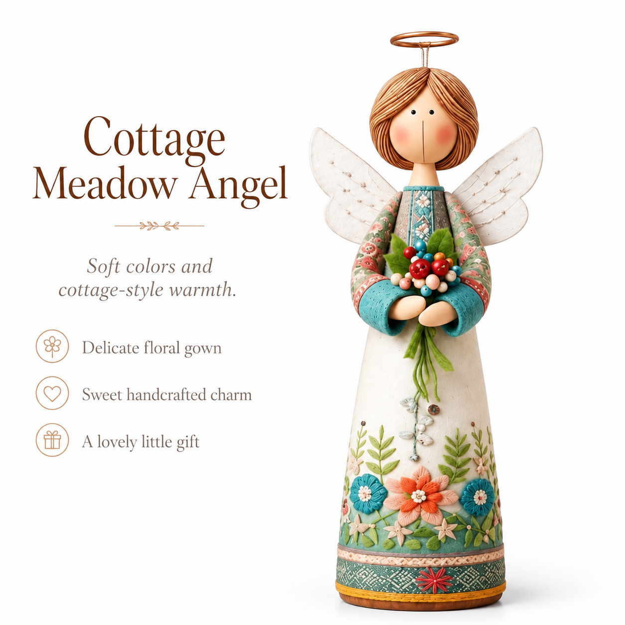 Vintage Floral Angel Figurine