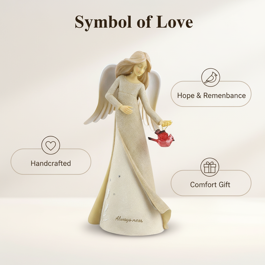 Always Near Guardian Angel with Cardinal Figurine