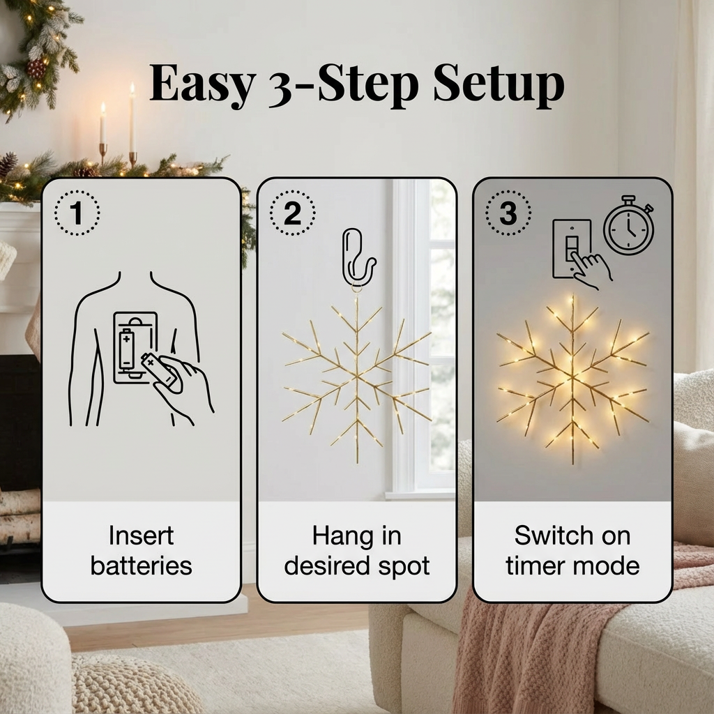 Christmas LED Gold Snowflake Novelty Sculpture with Warm White Twinkle Lights