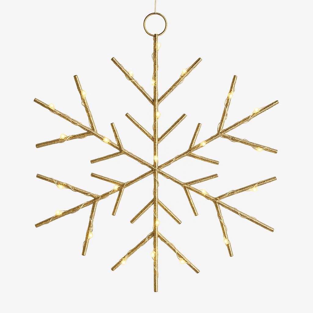 Christmas LED Gold Snowflake Novelty Sculpture with Warm White Twinkle Lights