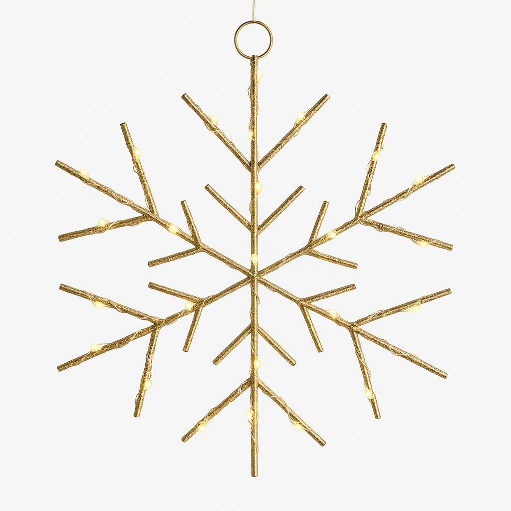 Christmas LED Gold Snowflake Novelty Sculpture with Warm White Twinkle Lights