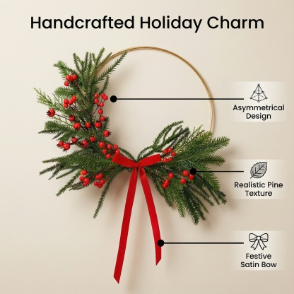 12in Asymmetrical Mixed Christmas Wreath