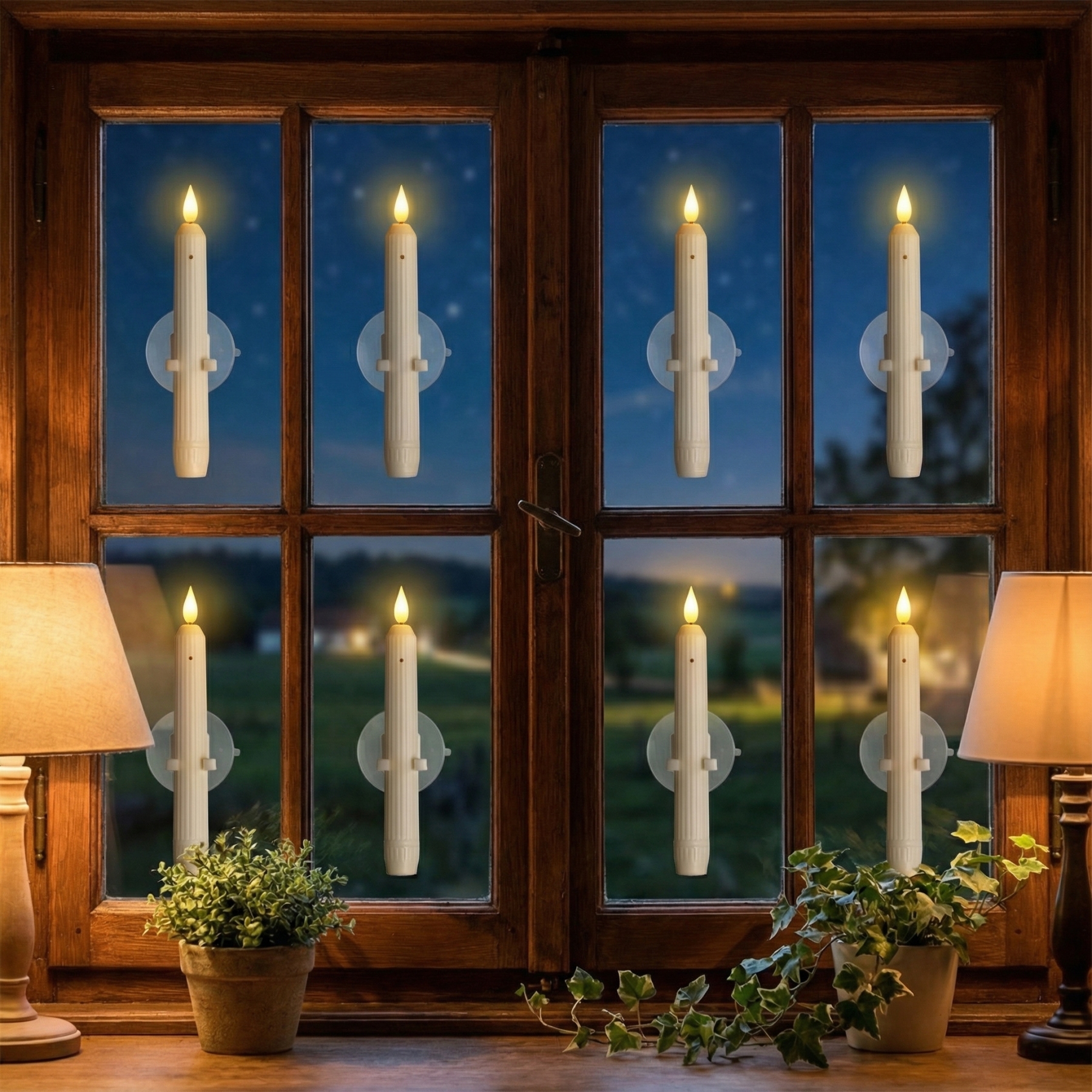 Flameless Led Taper Window Candles with Sensor Dusk to Dawn