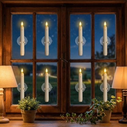 Flameless Led Taper Window Candles with Sensor Dusk to Dawn