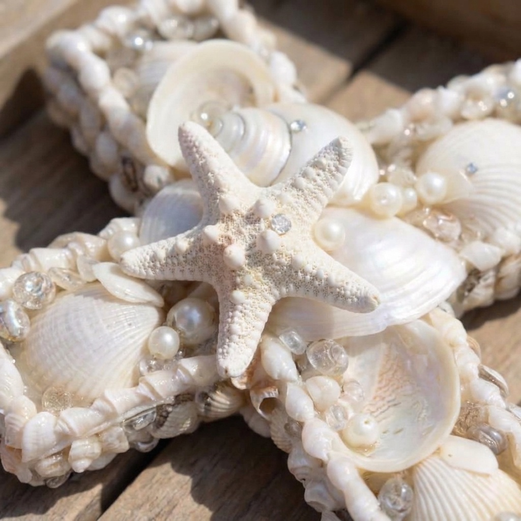 Handcrafted Coastal Seashell Cross