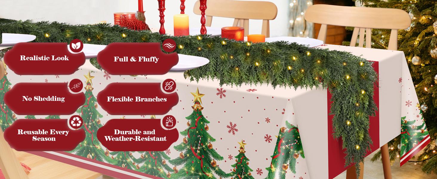 Artificial Cypress Cedar Pine Needles Greenery Seasonal Garland