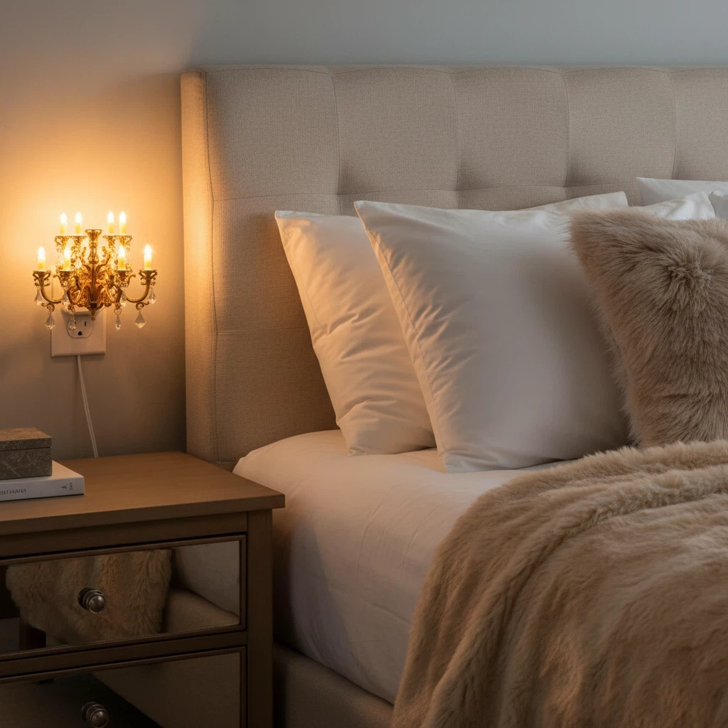 Vintage Crystal Chandelier Plug-in Night Light with Dusk-to-Dawn Light Sensor